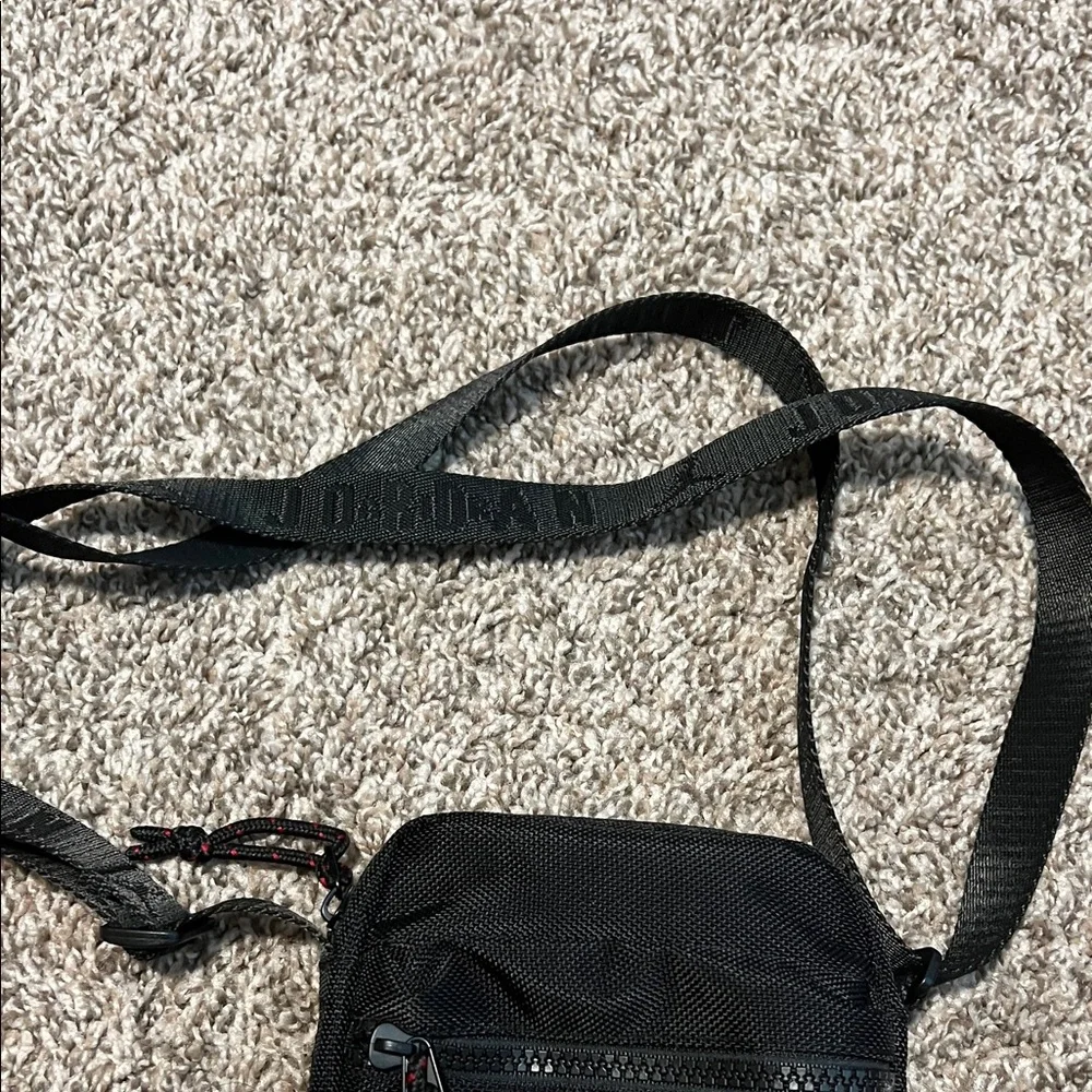 Jordan Compact Black Messenger Bag with Red Logo - Picture 2 of 5